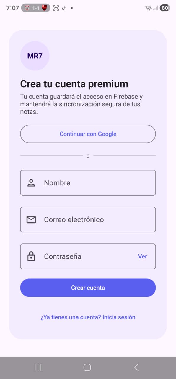 Eliminar cuenta MR7 Note
